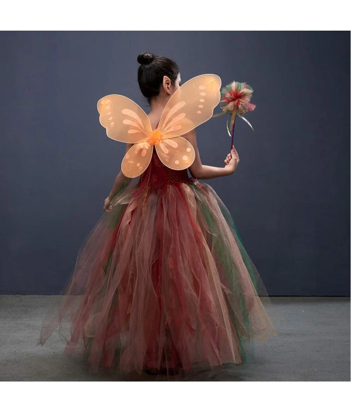Fairy Princess Dress With Wing Tutu Skirt Girl Kids Halloween Costume 7 Fairy Princess Dress With Wing Tutu Skirt Girl Kids Halloween Costume - Image 5
