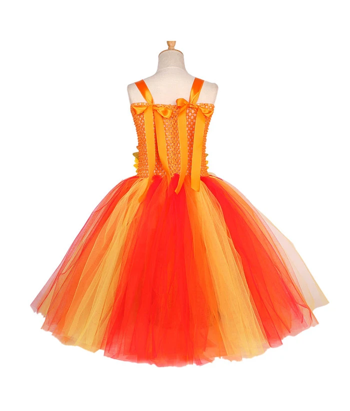 Fairy Sunflower Orange Tutu Skirt Fantasy Kids Halloween Costume 6 Fairy Sunflower Orange Tutu Skirt Fantasy Kids Halloween Costume - Image 4