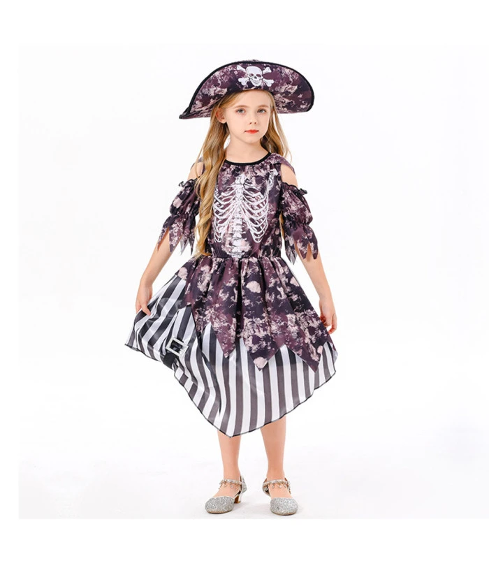 Pirate Girl Strip Dress Fullset Kids Halloween Costume 3 Pirate Girl Strip Dress Fullset Kids Halloween Costume