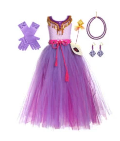 Princess Girl Purple Mesh Dress Halloween Costume