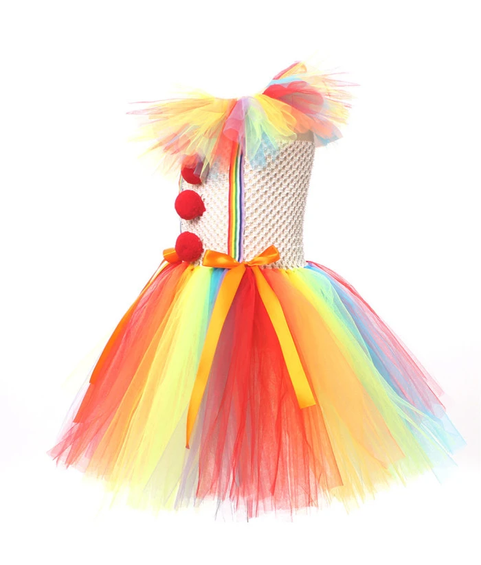 Kids Children Girl Rainbow Tutu Skirt Clown Halloween Cosplay Costume 4 Kids Children Girl Rainbow Tutu Skirt Clown Halloween Cosplay Costume - Image 2
