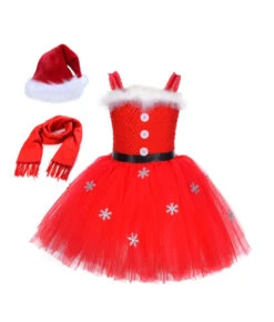 Kids Children Girl Red Tutu Skirt Santa Chirstmas Stage Costume