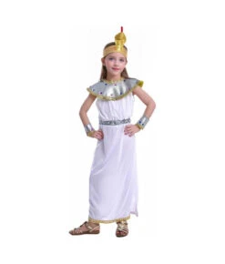 Kids Children Girl Wihte Robe Dress Cleopatra Halloween Performance Stage Cosplay Costume