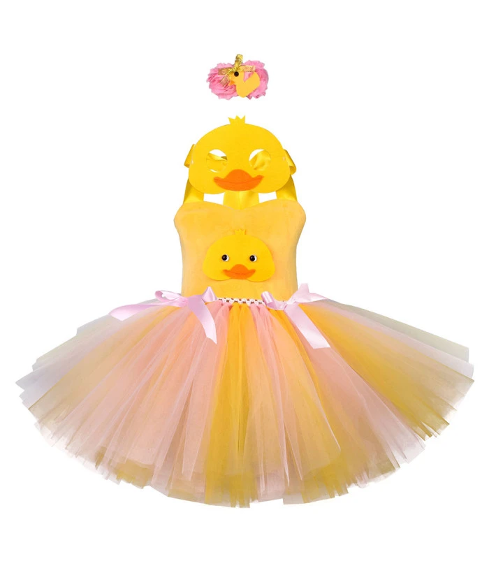 Kids Children Girl Yellow Duck Tutu Skirt Halloween Costume 3 Kids Children Girl Yellow Duck Tutu Skirt Halloween Costume
