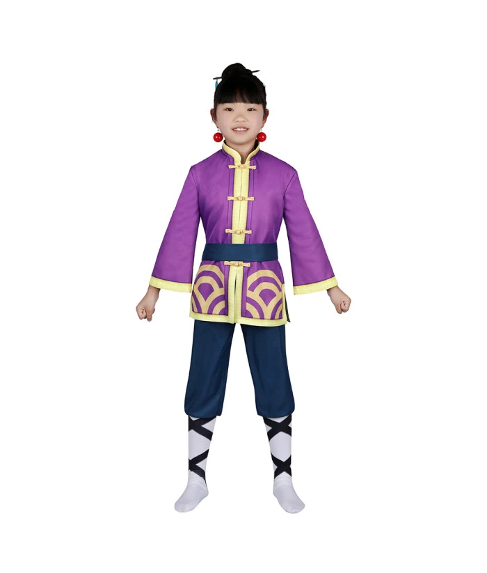 Kids Children Kongfu Monk Purple Outfit Halloween Cosplay Costume 4 Kids Children Kongfu Monk Purple Outfit Halloween Cosplay Costume - Image 2