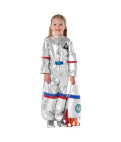 Kids Children Professional Astronaut Silver Space Suit Outfit Halloween Costume