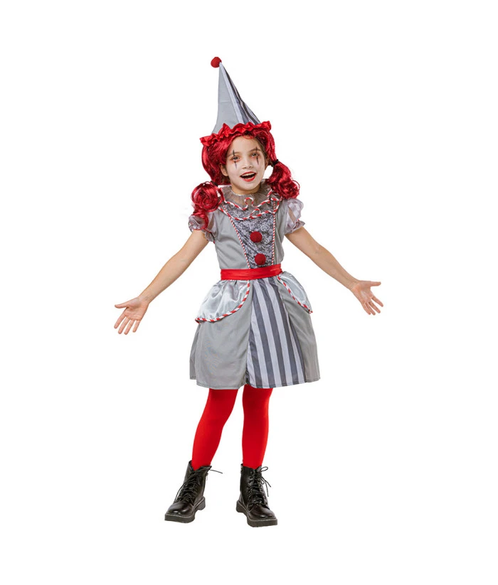 Kids Children Red Hair Horror Clown Outfit Halloween Costume 3 Kids Children Red Hair Horror Clown Outfit Halloween Costume