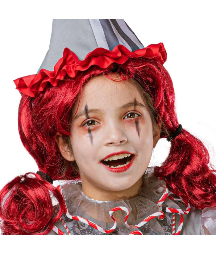 Kids Children Red Hair Horror Clown Outfit Halloween Costume 4 Kids Children Red Hair Horror Clown Outfit Halloween Costume - Image 2
