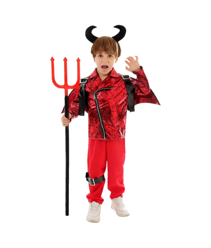 Kids Children Boy Red Jacket Little Devil Punk Style Halloween Costume 3 Kids Children Boy Red Jacket Little Devil Punk Style Halloween Costume