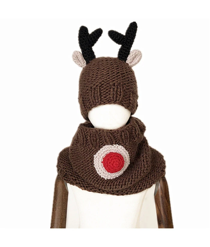 Kids Children Reindeer Hat And Scarf 2Pcs Set Halloween Costume Accessories 3 Kids Children Reindeer Hat And Scarf 2Pcs Set Halloween Costume Accessories