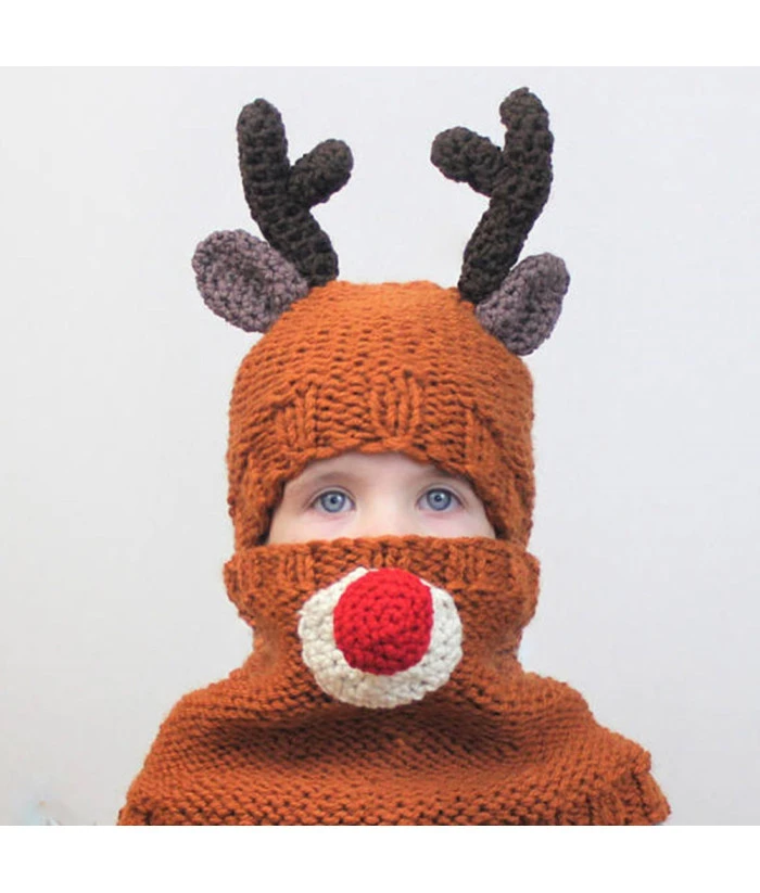 Kids Children Reindeer Hat And Scarf 2Pcs Set Halloween Costume Accessories 6 Kids Children Reindeer Hat And Scarf 2Pcs Set Halloween Costume Accessories - Image 4