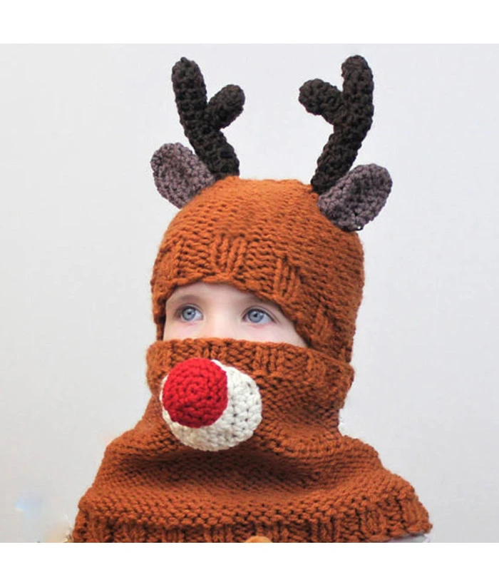 Kids Children Reindeer Hat And Scarf 2Pcs Set Halloween Costume Accessories 7 Kids Children Reindeer Hat And Scarf 2Pcs Set Halloween Costume Accessories - Image 5