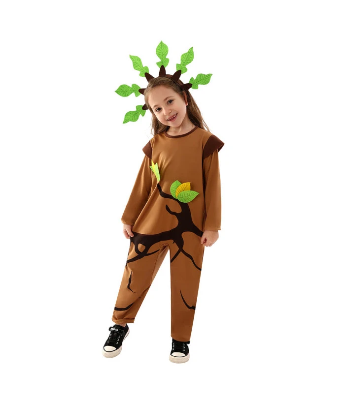 Kids Children Performance Tree Jumpsuit Outfit Halloween Stage Costume 4 Kids Children Performance Tree Jumpsuit Outfit Halloween Stage Costume - Image 2