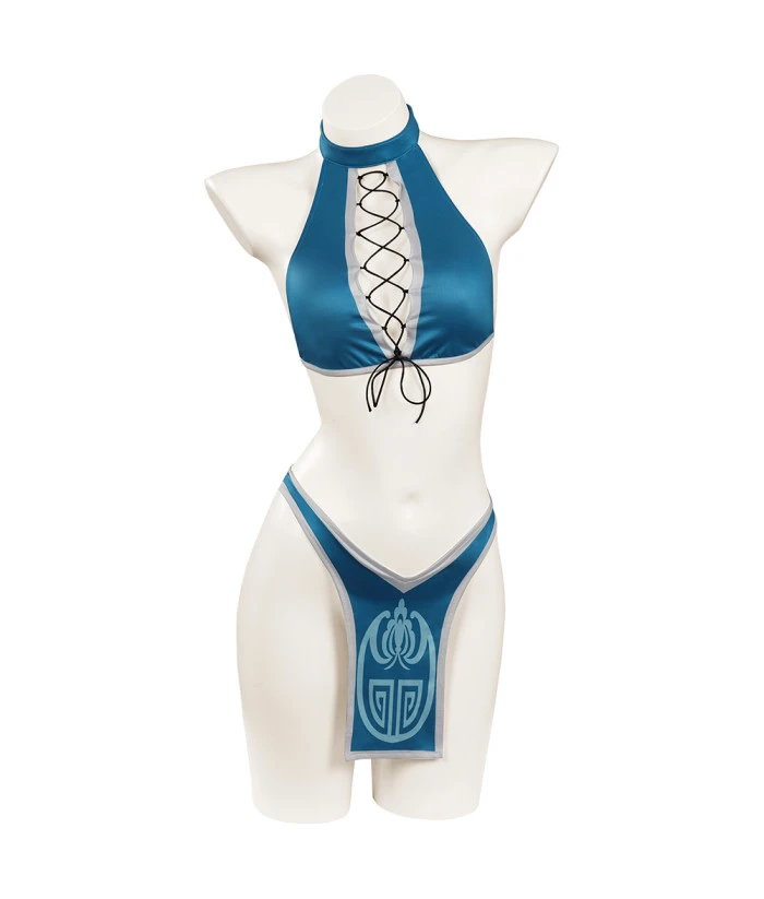 Women Blue Bikini Swimsuit Ninja Style Role Play Halloween Costume 3 Women Blue Bikini Swimsuit Ninja Style Role Play Halloween Costume