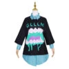 Women Black Oversize Fake Two Pieces Shirt Cute Jellyfish Printed