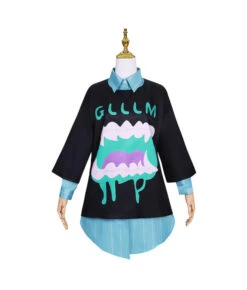 Women Black Oversize Fake Two Pieces Shirt Cute Jellyfish Printed