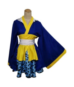 Women Blue KImono Style Lolita Dress Kawaii Skirt Halloween Costume