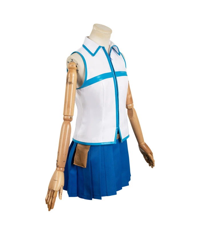 Women Blue White Suit Sleeveless Uniform Halloween Costume 4 Women Blue White Suit Sleeveless Uniform Halloween Costume - Image 2