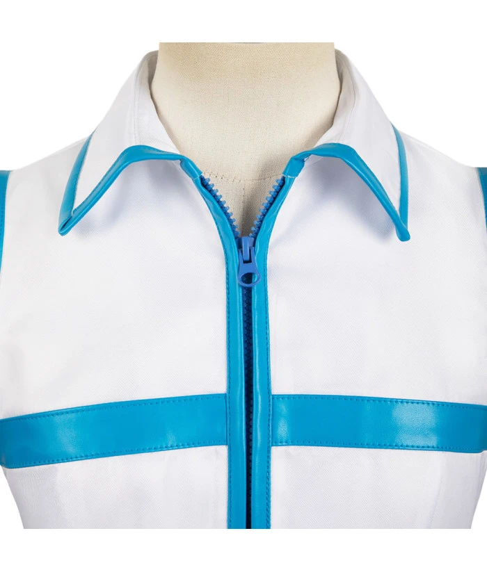 Women Blue White Suit Sleeveless Uniform Halloween Costume 7 Women Blue White Suit Sleeveless Uniform Halloween Costume - Image 5