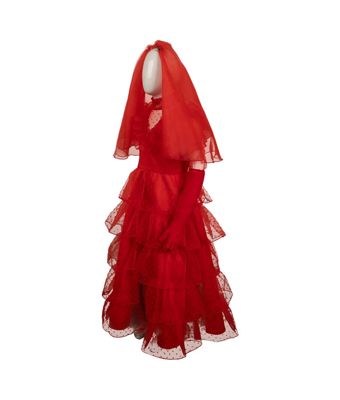 Kids Children Horror Red Wedding Dress Halloween Costume 5 Kids Children Horror Red Wedding Dress Halloween Costume - Image 3