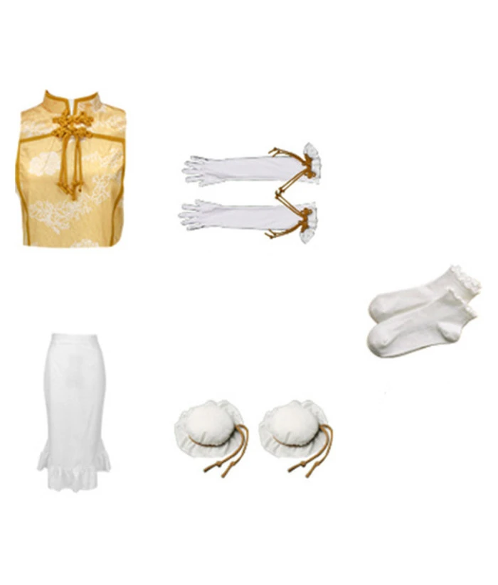 Women Golden Cheongsam Slim Fit Sexy Halloween Costume 6 Women Golden Cheongsam Slim Fit Sexy Halloween Costume - Image 4