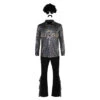 1980s Hippie Black Disco Shiny8 Pcs Outfit Men Halloween Costume