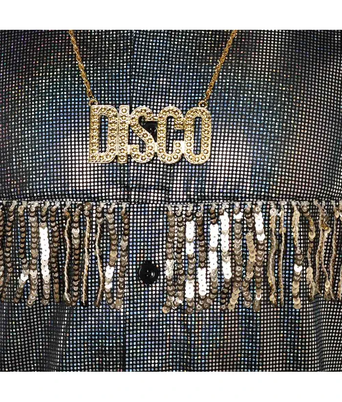 1980s Hippie Black Disco Shiny8 Pcs Outfit Men Halloween Costume 7 1980s Hippie Black Disco Shiny8 Pcs Outfit Men Halloween Costume - Image 5