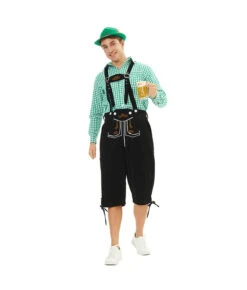 Men Black Pants Strip Shirt Oktoberfest Outfit Halloween Costume