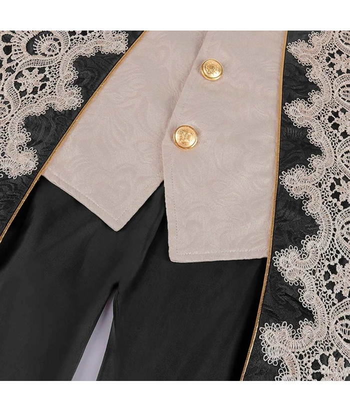 Men French Versailles Palace Lace Trim Coat Halloween Costume 6 Men French Versailles Palace Lace Trim Coat Halloween Costume - Image 4