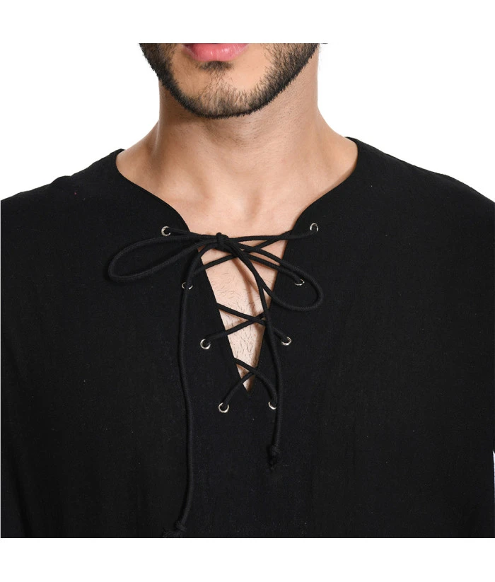 Men Renaissance Black White Shirt Halloween Costume 6 Men Renaissance Black White Shirt Halloween Costume - Image 4