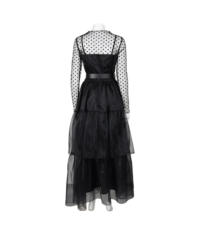 Women Gothic Black Mesh Long Dress Halloween Costume 4 Women Gothic Black Mesh Long Dress Halloween Costume - Image 2