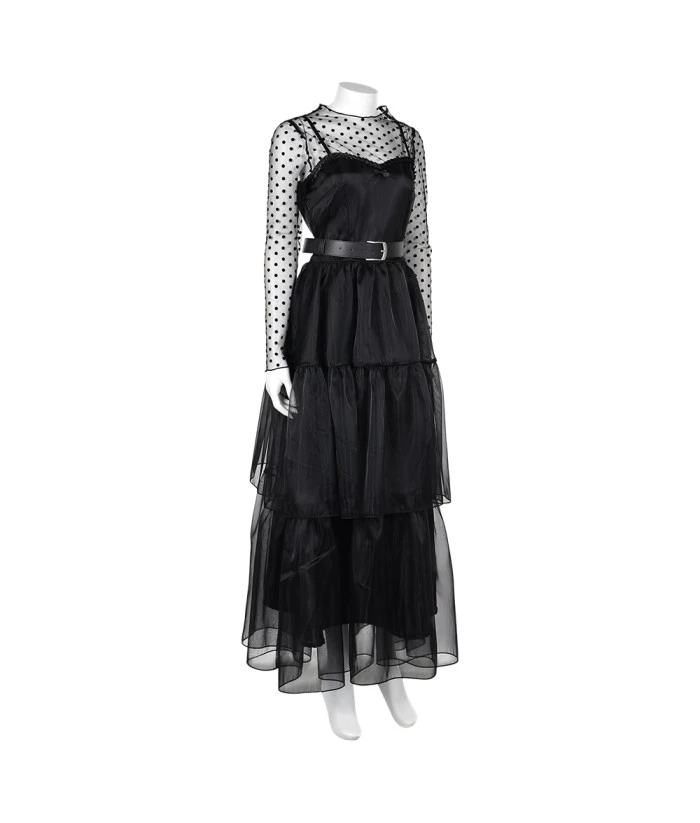 Women Gothic Black Mesh Long Dress Halloween Costume 5 Women Gothic Black Mesh Long Dress Halloween Costume - Image 3