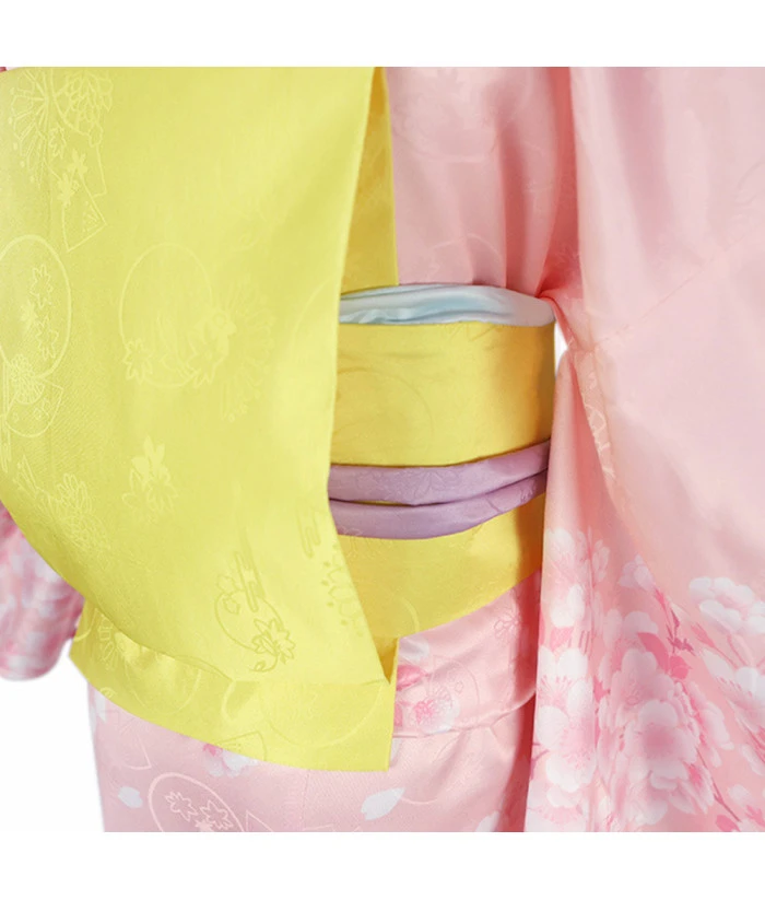 Women Japanese Outfit Pink Kimono Halloween Costume 4 Women Japanese Outfit Pink Kimono Halloween Costume - Image 2