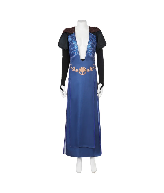 Women Medieval Fantasy Blue V Neck Long Dress Princess Wizard Halloween Costume 3 Women Medieval Fantasy Blue V Neck Long Dress Princess Wizard Halloween Costume