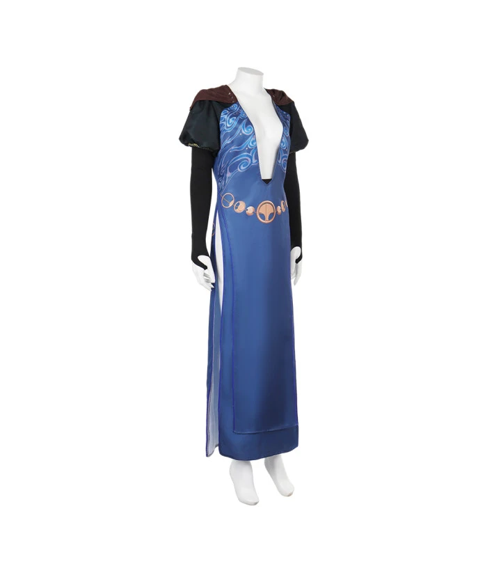 Women Medieval Fantasy Blue V Neck Long Dress Princess Wizard Halloween Costume 5 Women Medieval Fantasy Blue V Neck Long Dress Princess Wizard Halloween Costume - Image 3
