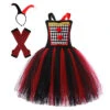 Kids Children Girl Red Clown Dress Tutu Skirt Halloween Costume