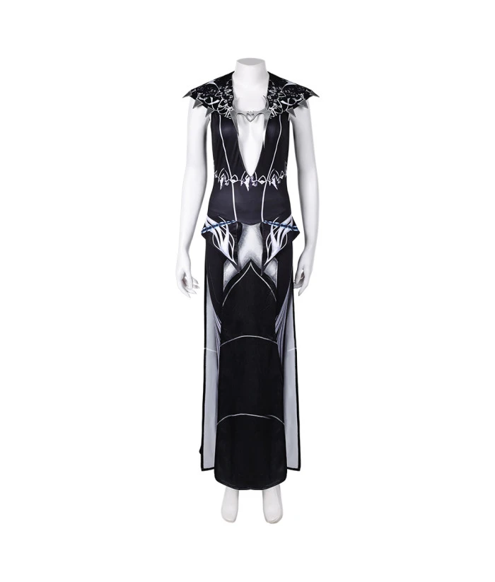 Women Fantasy Black V Neck Long Robe Halloween Costume 3 Women Fantasy Black V Neck Long Robe Halloween Costume