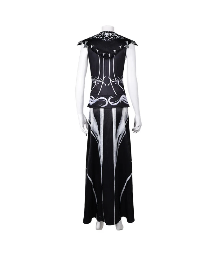 Women Fantasy Black V Neck Long Robe Halloween Costume 6 Women Fantasy Black V Neck Long Robe Halloween Costume - Image 4
