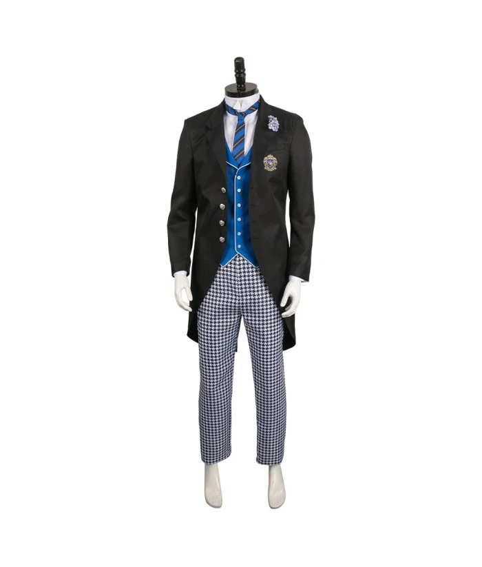 Men Blue Vest School Uniform Royal Suit Halloween Costume 3 Men Blue Vest School Uniform Royal Suit Halloween Costume