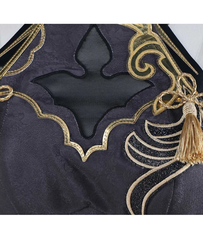 Women Flare Sleeve Black Chinese Cheongsam Alter Slim Dress Halloween Costume 5 Women Flare Sleeve Black Chinese Cheongsam Alter Slim Dress Halloween Costume - Image 3