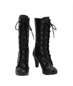 Accessories Shop 37 Women Leather Black High Heel Boots Halloween Costume Shoes