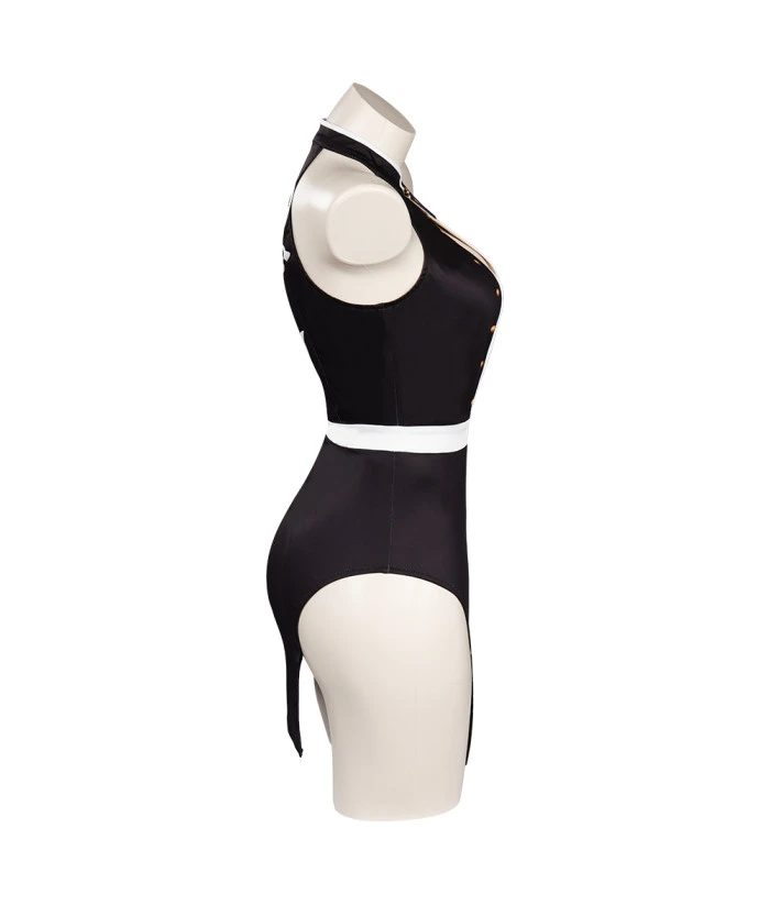 Women Black Japanese Open Chest Uniform Swimsuit Hallow Costume 6 Women Black Japanese Open Chest Uniform Swimsuit Hallow Costume - Image 4