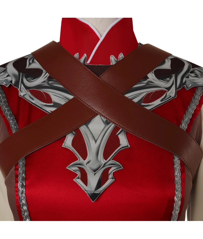 Women Medieval Fantasy Red Long Robe Outfit Warlock Fullset Halloween Costume 6 Women Medieval Fantasy Red Long Robe Outfit Warlock Fullset Halloween Costume - Image 4