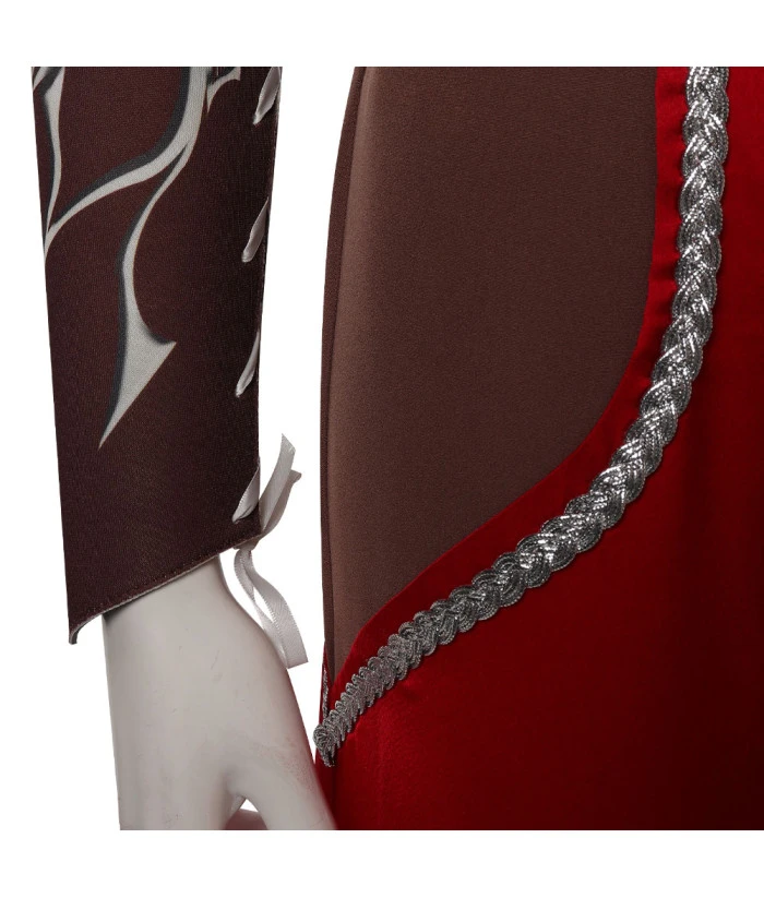 Women Medieval Fantasy Red Long Robe Outfit Warlock Fullset Halloween Costume 10 Women Medieval Fantasy Red Long Robe Outfit Warlock Fullset Halloween Costume - Image 8