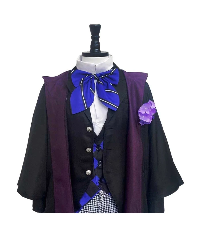 Men Purple Vest School Uniform Royal Suit Outfit Halloween Costume 7 Men Purple Vest School Uniform Royal Suit Outfit Halloween Costume - Image 5