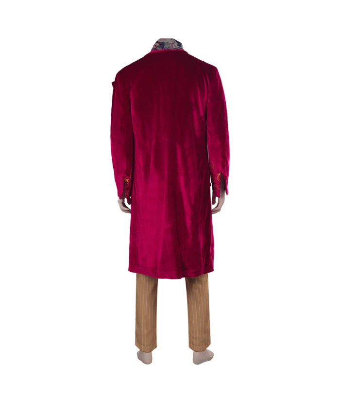 Men Dark Red Golden Trim Luxury Coat Suit Fullset Outfit Royal Style Halloween Costume 4 Men Dark Red Golden Trim Luxury Coat Suit Fullset Outfit Royal Style Halloween Costume - Image 2