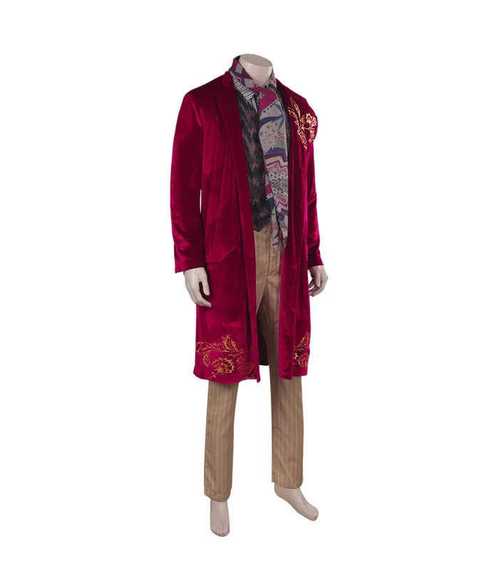 Men Dark Red Golden Trim Luxury Coat Suit Fullset Outfit Royal Style Halloween Costume 5 Men Dark Red Golden Trim Luxury Coat Suit Fullset Outfit Royal Style Halloween Costume - Image 3