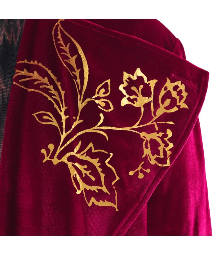 Men Dark Red Golden Trim Luxury Coat Suit Fullset Outfit Royal Style Halloween Costume 7 Men Dark Red Golden Trim Luxury Coat Suit Fullset Outfit Royal Style Halloween Costume - Image 5