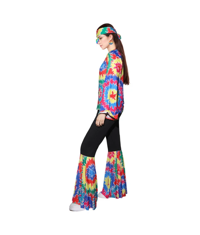 1970s Hippie Retro Jumpsuit 7Pcs Set Women Halloween Costume 4 1970s Hippie Retro Jumpsuit 7Pcs Set Women Halloween Costume - Image 2