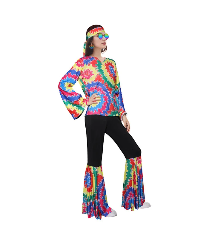 1970s Hippie Retro Jumpsuit 7Pcs Set Women Halloween Costume 5 1970s Hippie Retro Jumpsuit 7Pcs Set Women Halloween Costume - Image 3